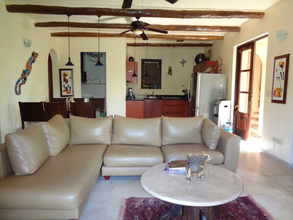 Smart TV, DVD player, books, music library