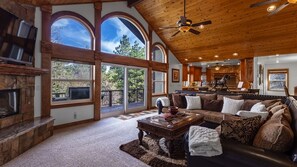 Smart TV, fireplace, DVD player, books