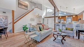 Smart TV, fireplace, DVD player