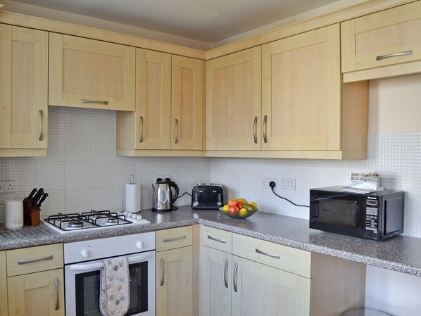 Fridge, microwave, dishwasher, high chair