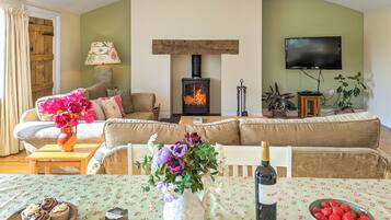 TV, fireplace