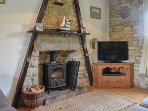 TV, fireplace