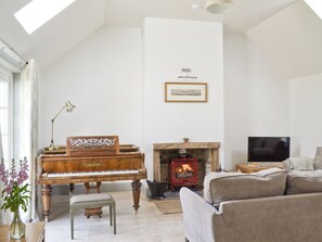 TV, fireplace
