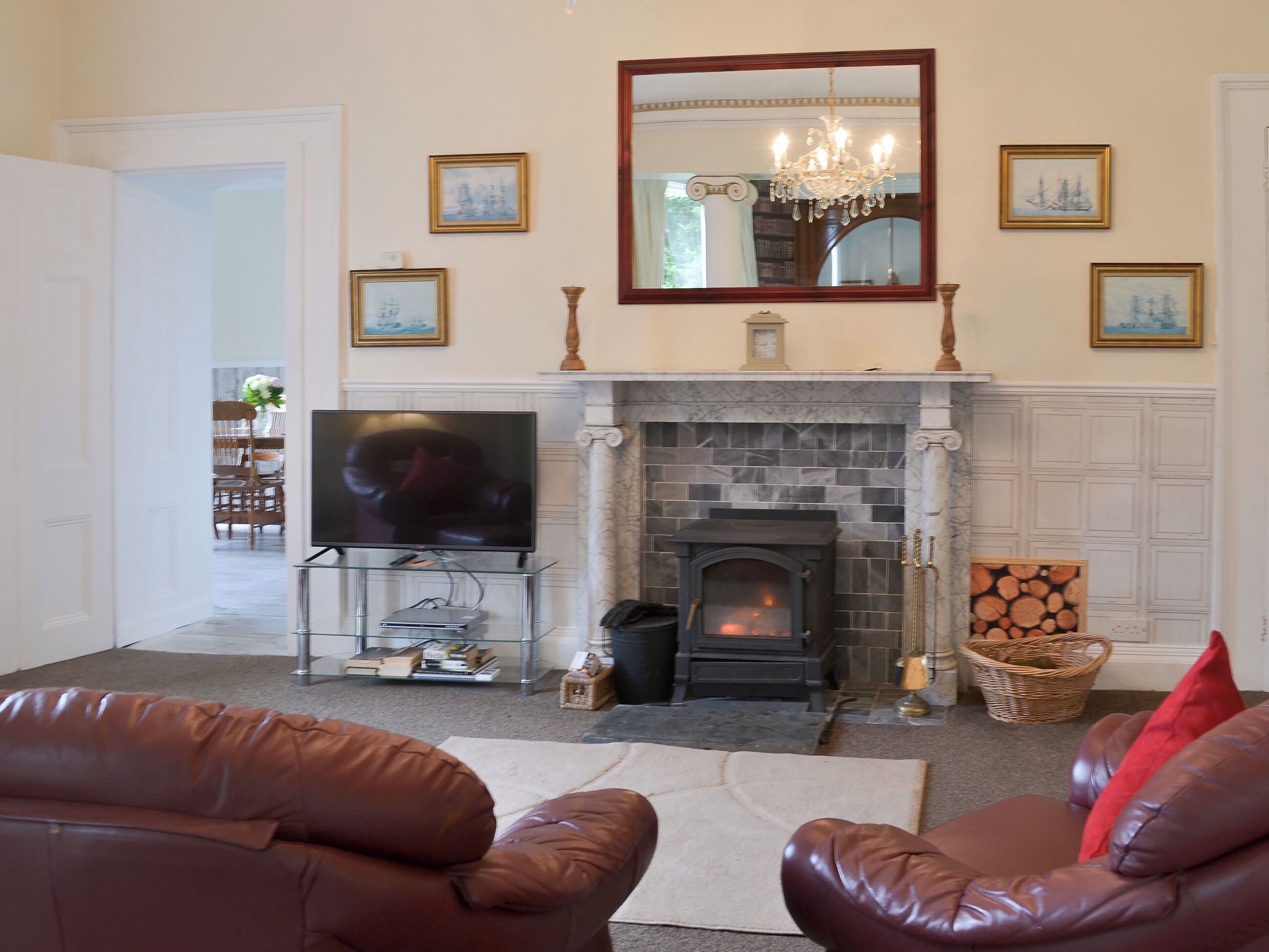 TV, fireplace
