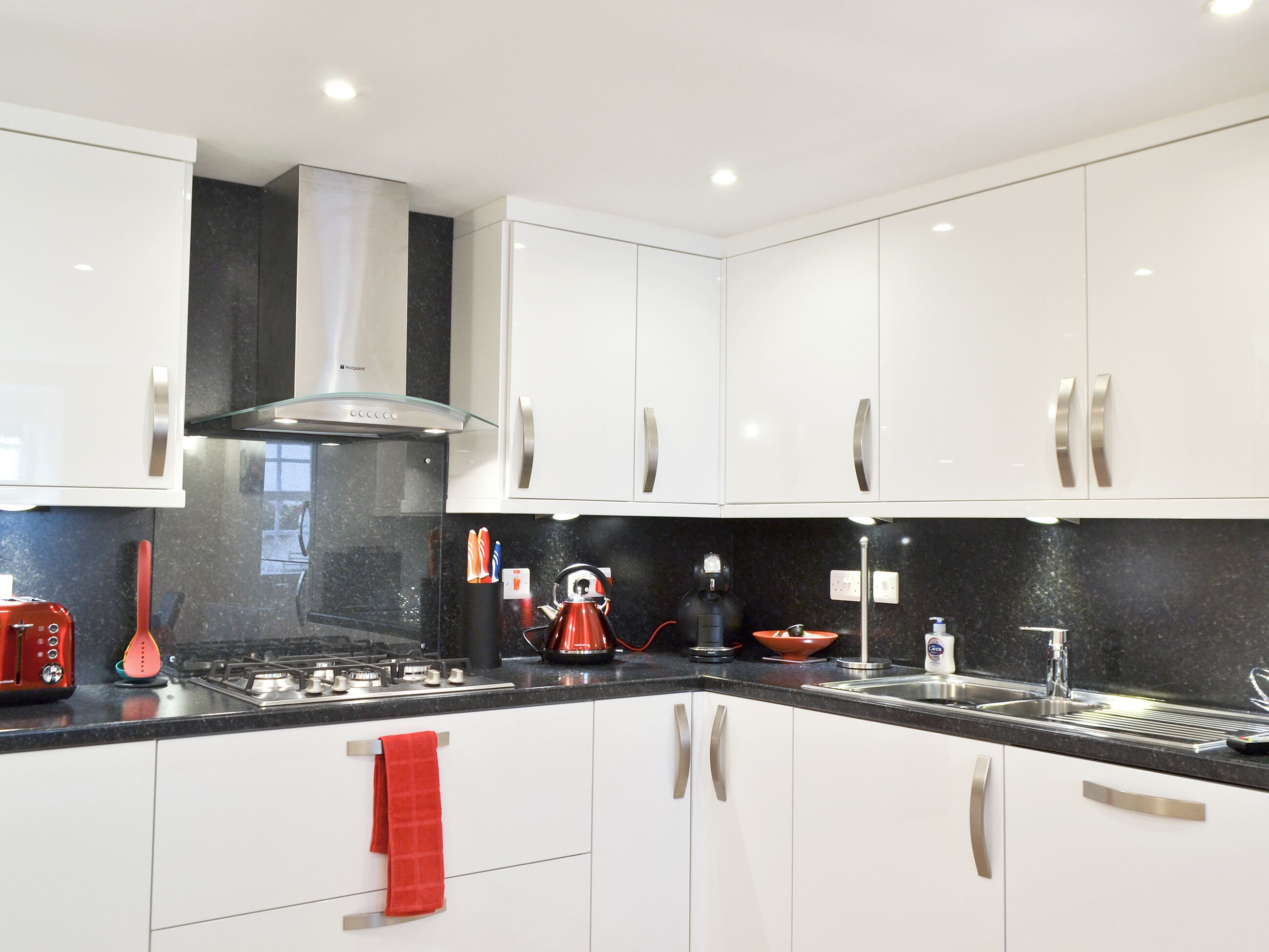 Dishwasher, high chair, cookware/dishes/utensils