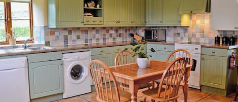 Dishwasher, highchair, cookware/dishes/utensils