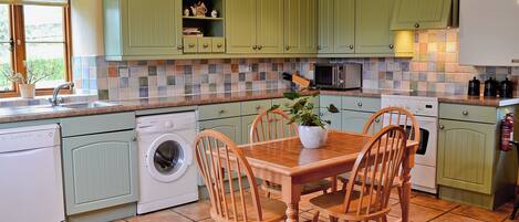 Dishwasher, high chair, cookware/dishes/utensils