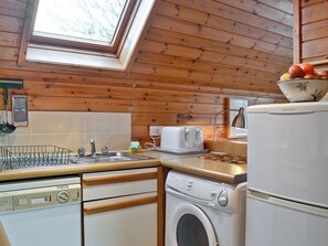 Dishwasher, high chair, cookware/dishes/utensils