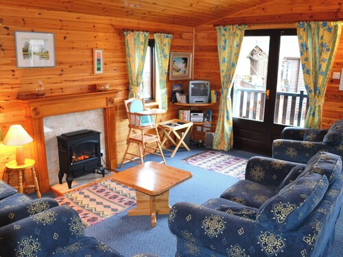Pine log cabin situated in an ideal location for the outdoor enthusiast.