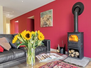 TV, fireplace - The Barn at Grislow Field (Baslow near Bakewell)