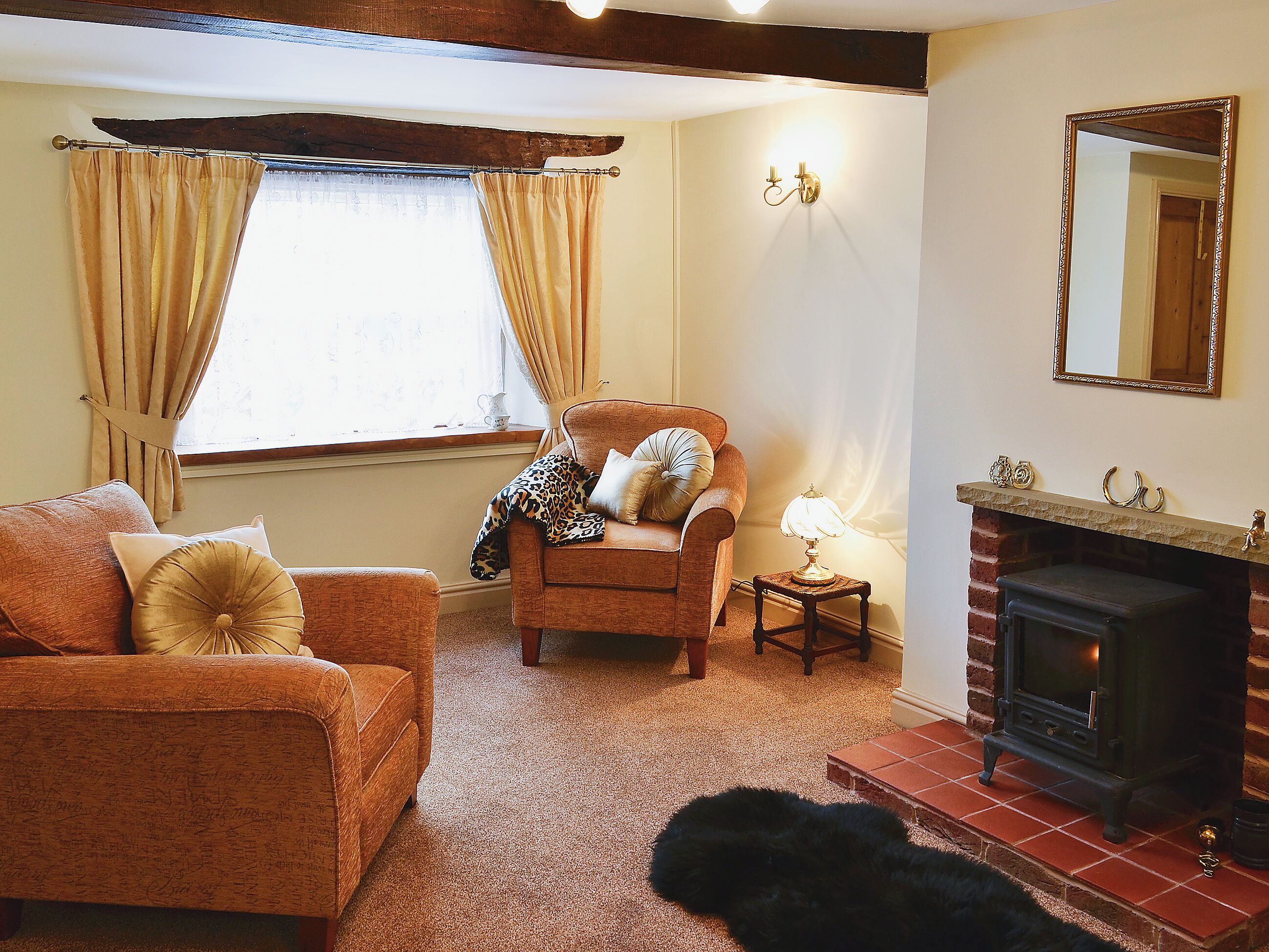 TV, fireplace