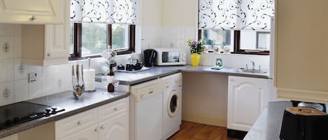 Dishwasher, high chair, cookware/dishes/utensils