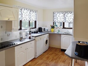 Dishwasher, high chair, cookware/dishes/utensils