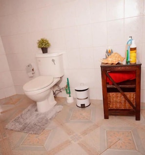 Basic Apartment, 1 Double Bed, Non Smoking | Bathroom | Shower, slippers, towels, shampoo