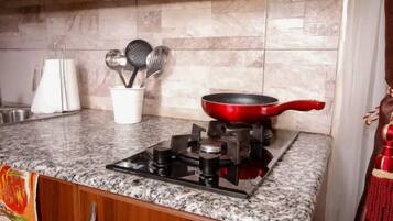 Basic Apartment, 1 Double Bed, Non Smoking | Private kitchen | Full-size fridge, microwave, oven, stovetop