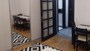 Superior Apartment, 1 Queen Bed with Sofa bed, Non Smoking, City View | Living area - Black and White Apartments (Bucharest)