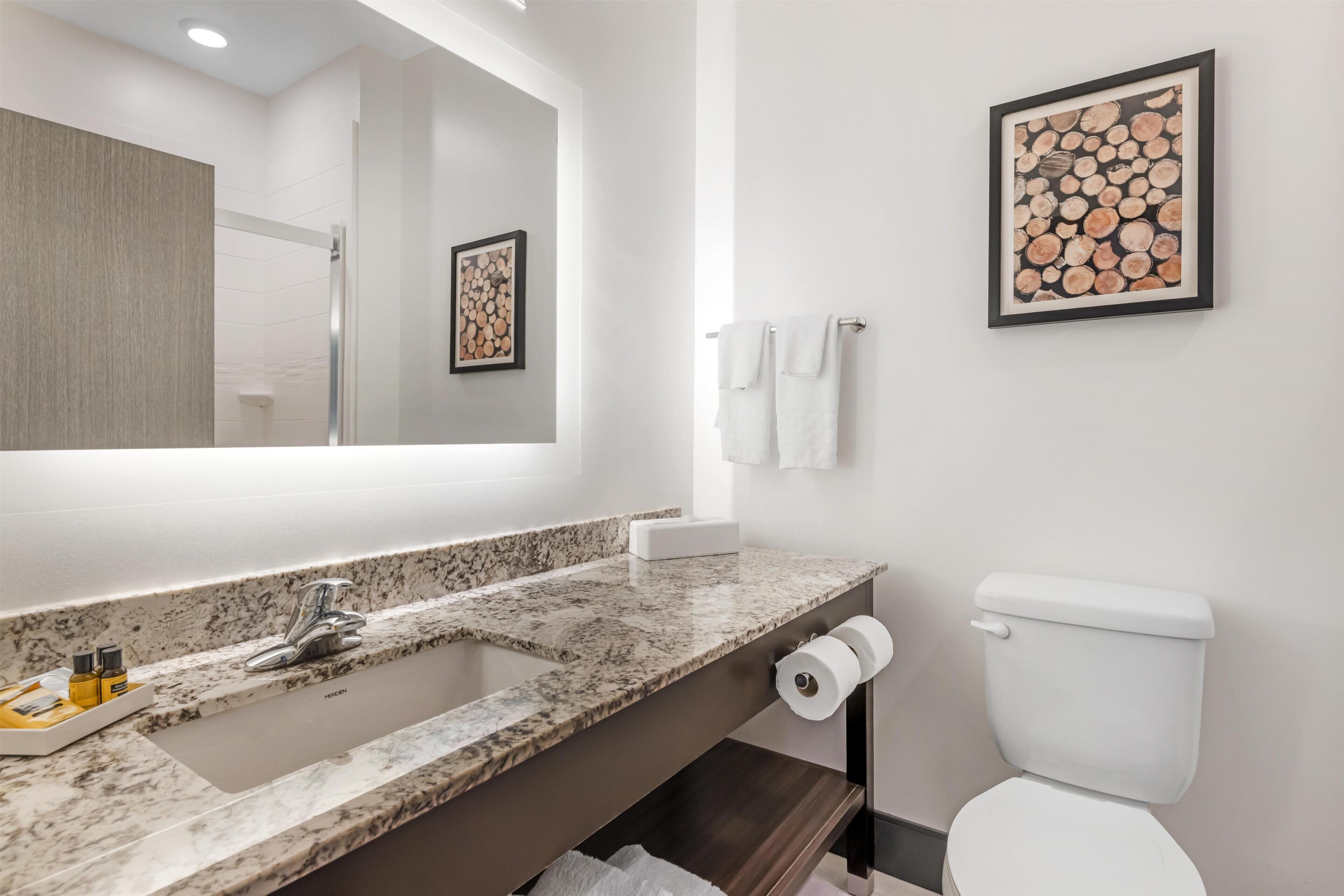 Suite, 2 Queen Beds, Non Smoking, Refrigerator & Microwave | Bathroom | Free toiletries, hair dryer, towels, soap