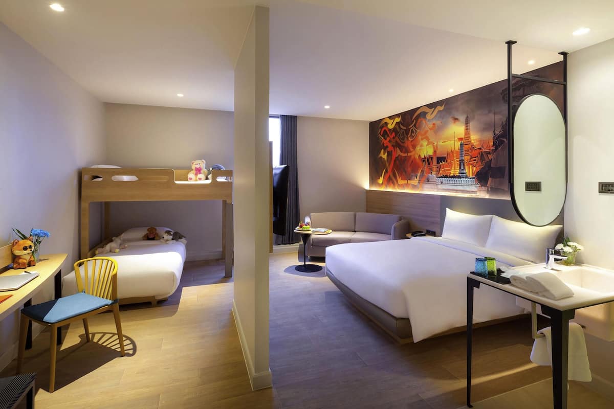 Family Room, Berbilang Katil | Peti besi dalam bilik, meja, kalis bunyi, katil bayi/kot (percuma)