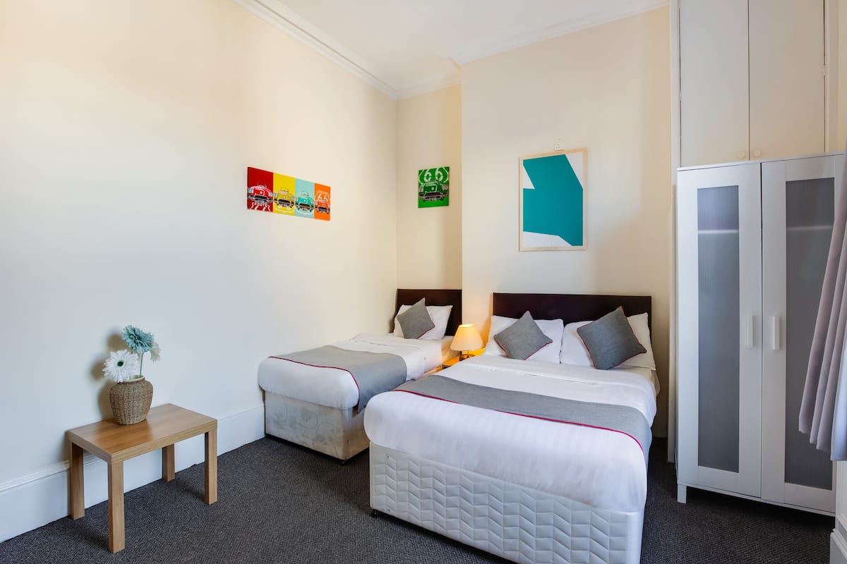 Blackout curtains, iron/ironing board, free WiFi, bed sheets