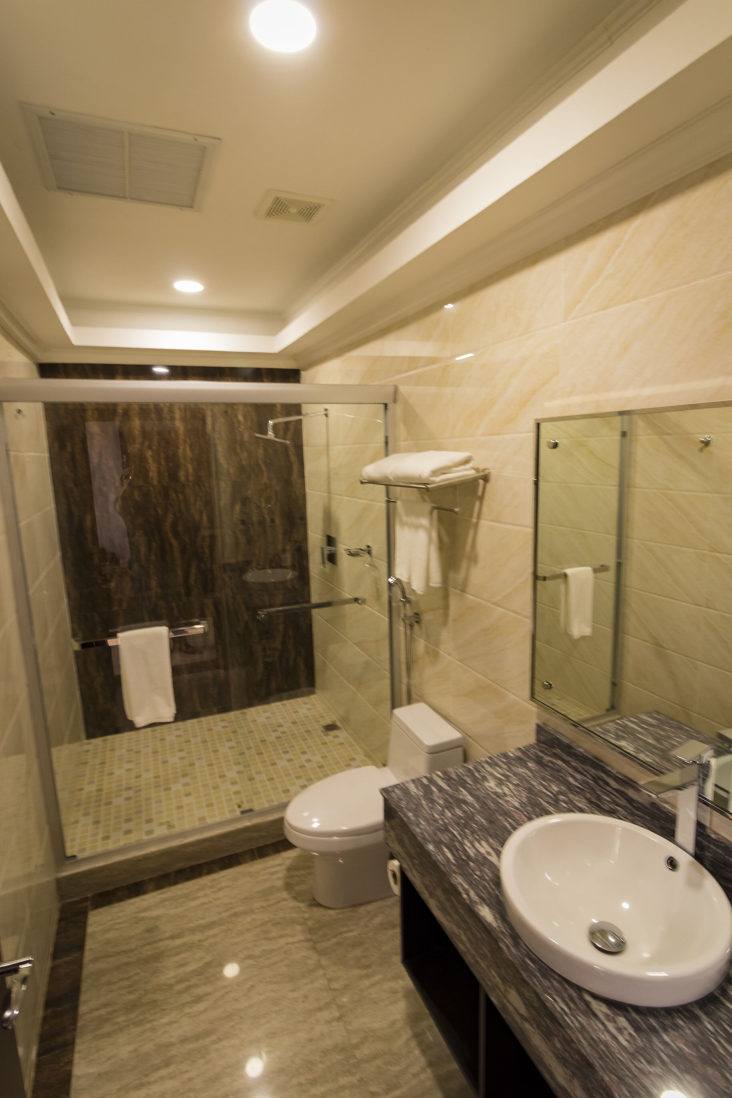 deluxe room, 1 king bed, non smoking, mountain view | bathroom | free toiletries, hair dryer, towels