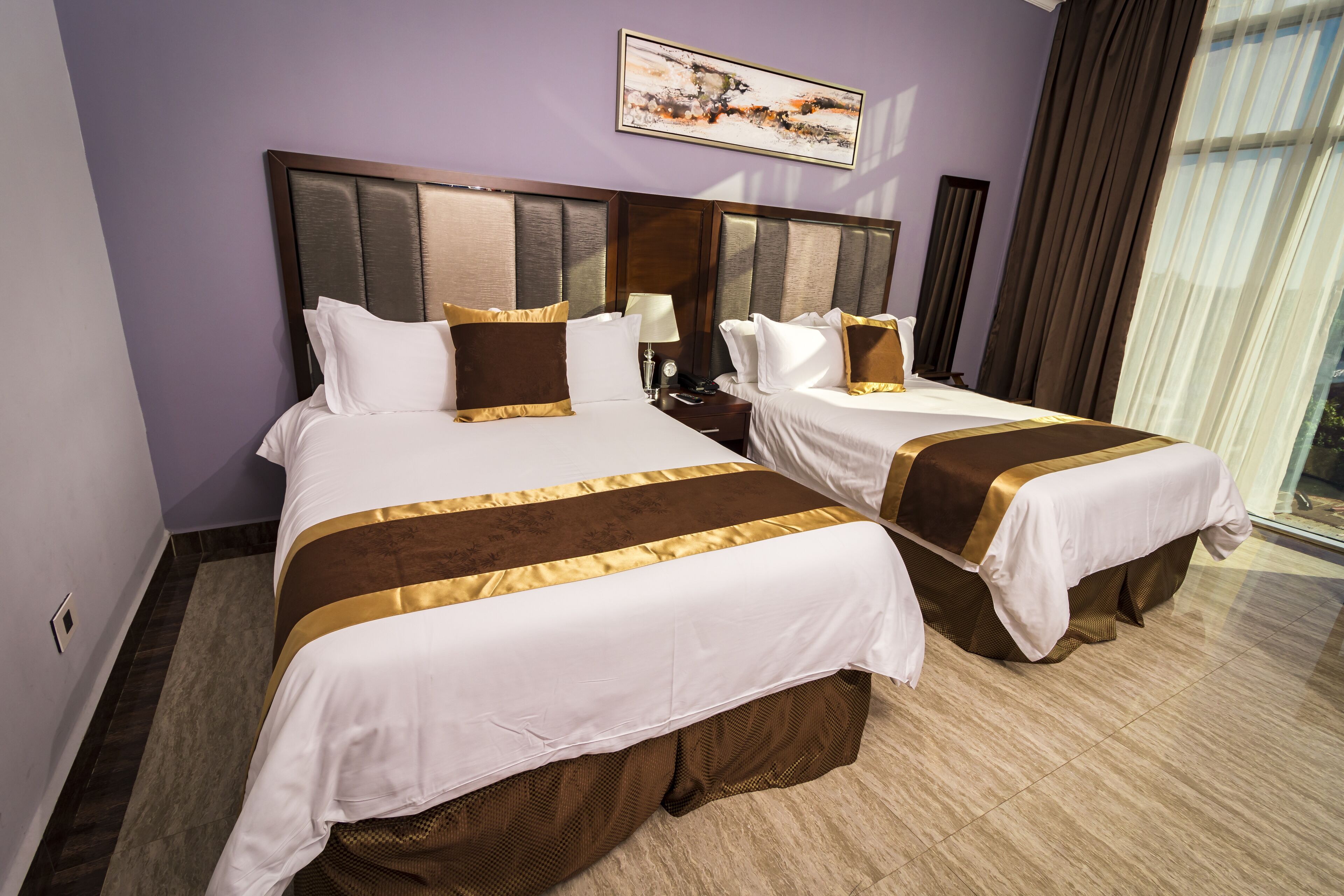 executive room, 2 double beds, non smoking, mountain view | in-room safe, desk, blackout curtains, iron/ironing board