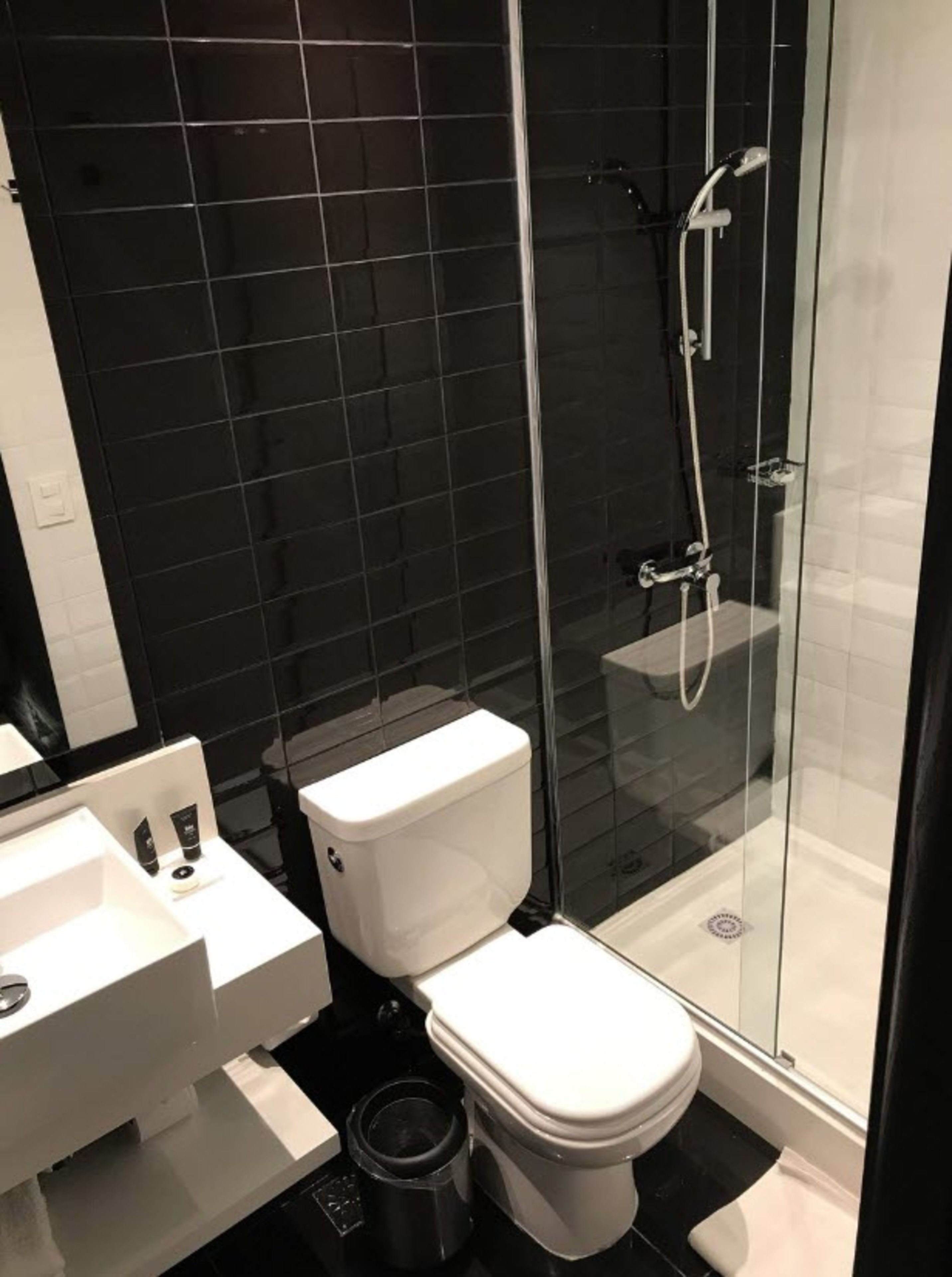 shower, eco-friendly toiletries, hair dryer, towels