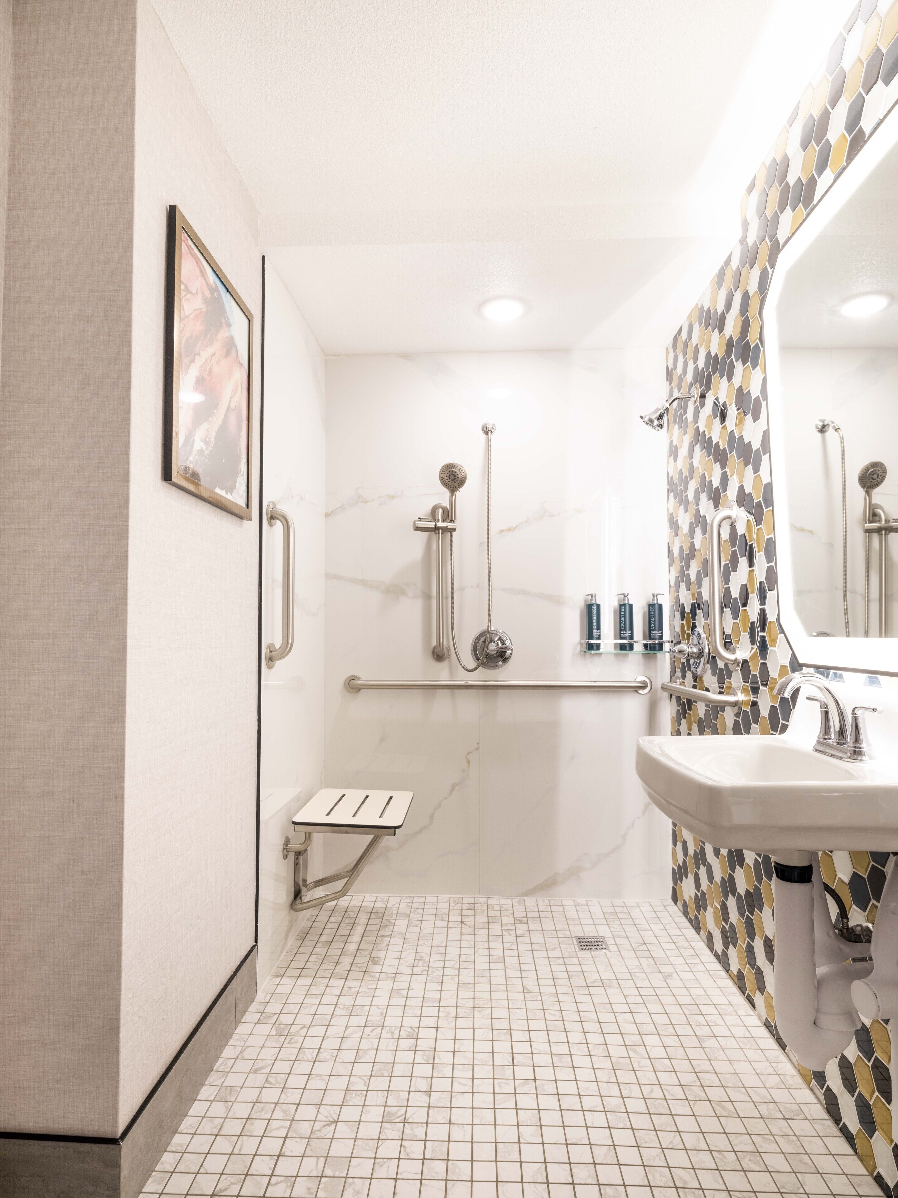 Chambre, 1 très grand lit, accessible aux personnes à mobilité réduite (Mobility, Roll-In Shower) | Salle de bain
