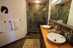 Deluxe Condo, 2 Bedrooms, Ocean View | Bathroom | Separate bathtub and shower, deep-soaking bathtub, hair dryer, towels - Pacific Rim Retreat (Ucluelet)