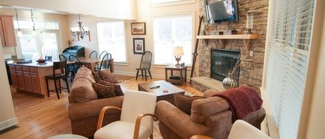 Fireplace, DVD player