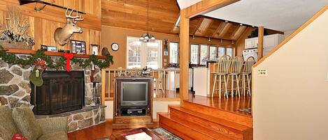 Fireplace, DVD player
