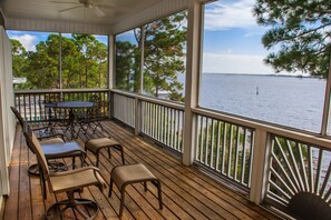 Outdoor dining - "Bayside Retreat" Panacea FL...Bay Front, Dock, 2 Large Porches, No Pets, Wifi (Panacea)