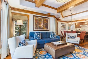 Télévision, cheminée, livres