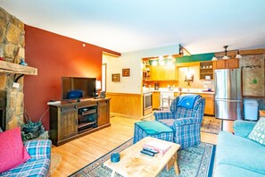 Kamin, DVD-Player, Stereoanlage