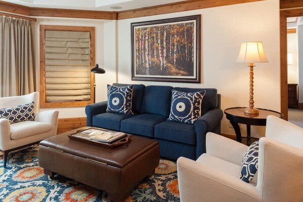 TV, fireplace, books