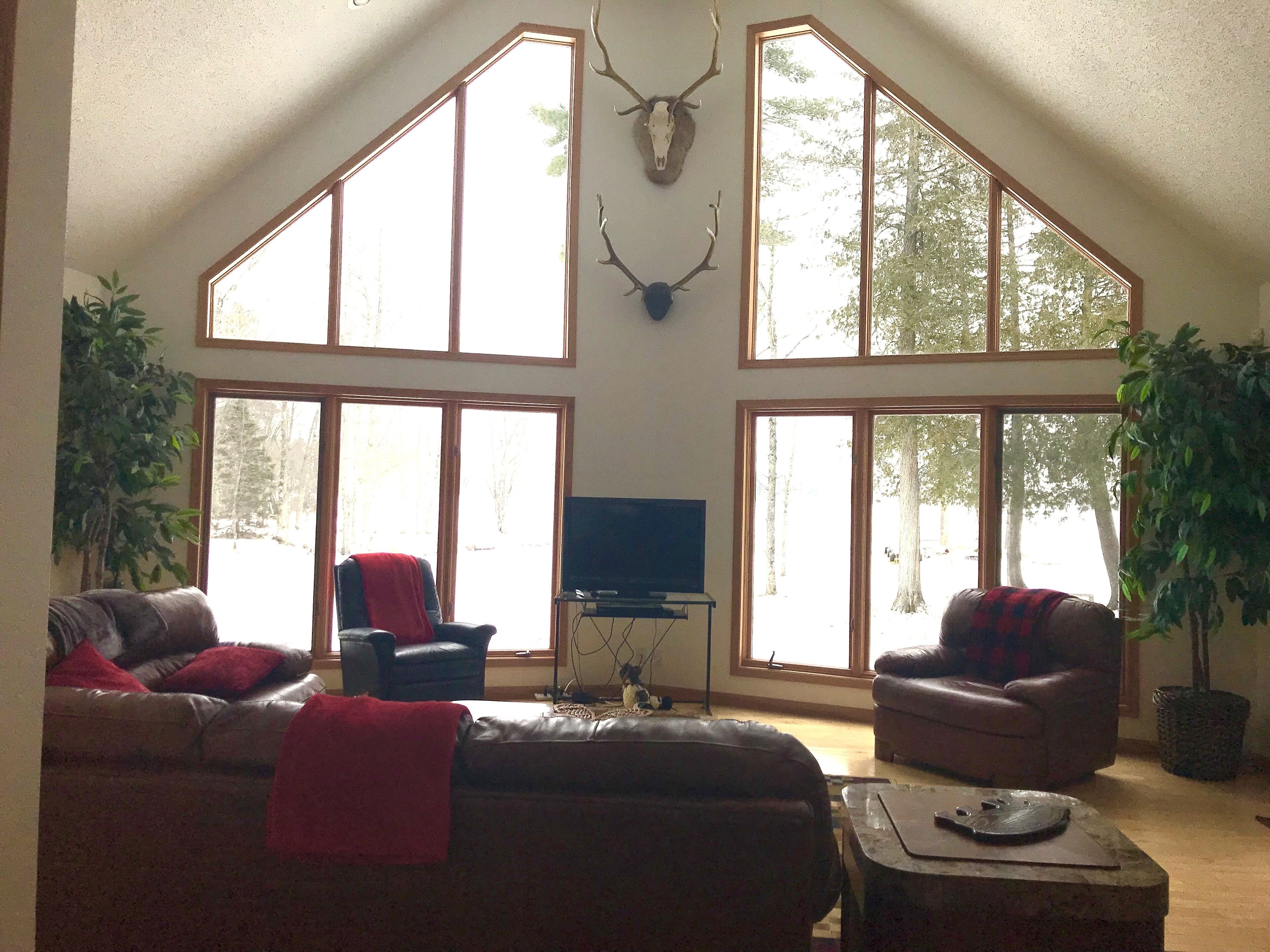 Smart TV, fireplace, DVD player, books