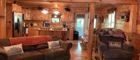 Smart TV, fireplace, stereo