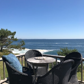 Outdoor dining - PRIVATE OCEANFRONT COMPOUND with spectacular ocean views from nearly every room (Bailey Island)