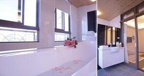 Standard Double Room (French Rose) | Bathroom | Shower, free toiletries, hair dryer, slippers