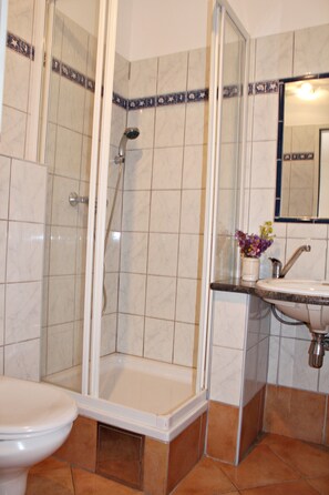 Apartment (2) | Bathroom | Shower, hair dryer, towels
