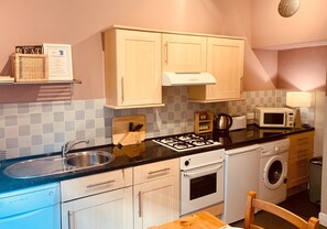 Fridge, oven, dishwasher, coffee/tea maker