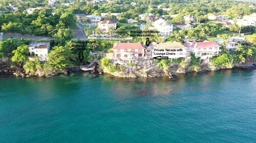 Ship watchers Oceanfront Tiny House Retreat with Mezzanine and Private Jetty