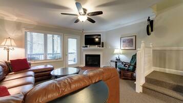 TV, fireplace