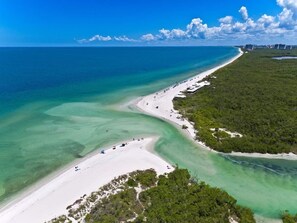 Beach nearby, sun loungers