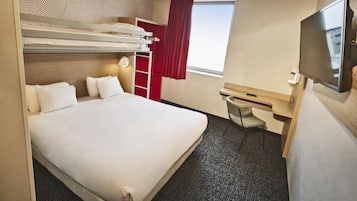 Desk, blackout drapes, soundproofing, free cribs/infant beds