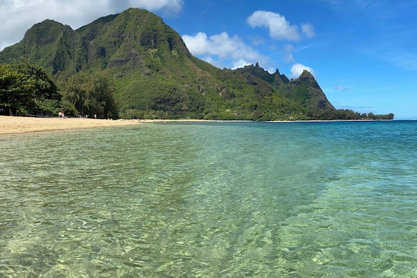 Chaises longues, serviettes de plage