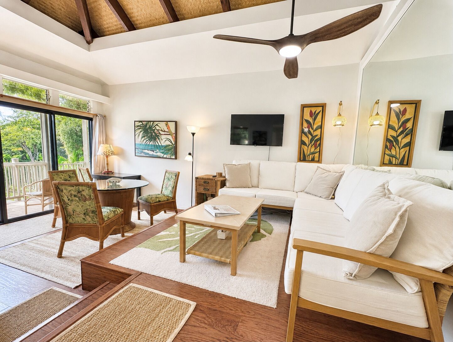 Bright, tasteful and efficient island style living space with private lanai