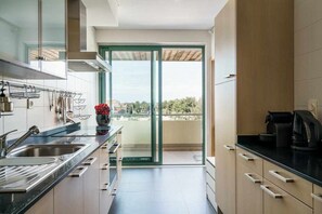 Fridge, microwave, oven, dishwasher