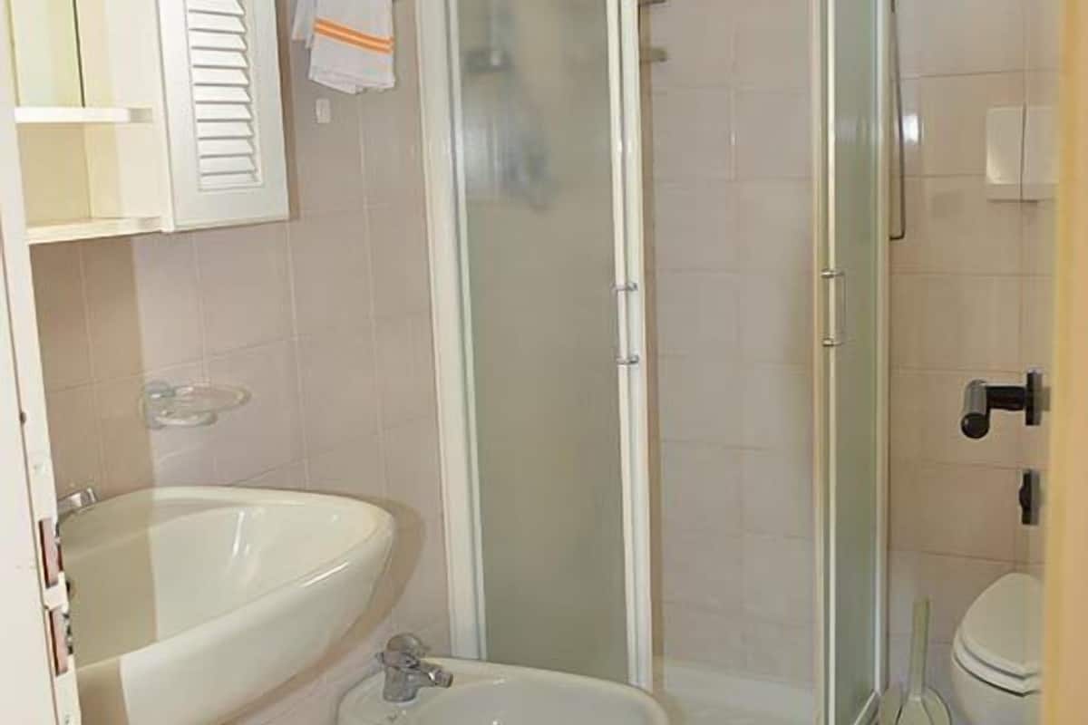 Secador de pelo, bidé y toallas