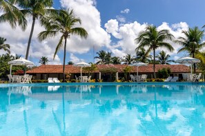 Outdoor pool, open 10:00 AM to 9:00 PM, pool umbrellas, sun loungers