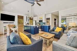 Smart TV, music library, stereo